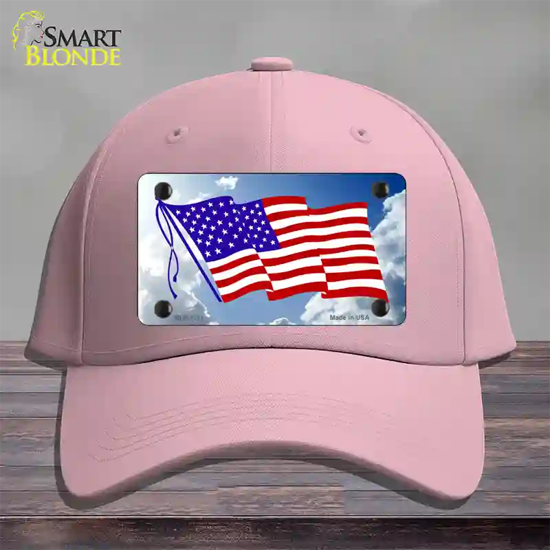 American Flag Cloud Novelty License Plate Hat Cotton / Pink