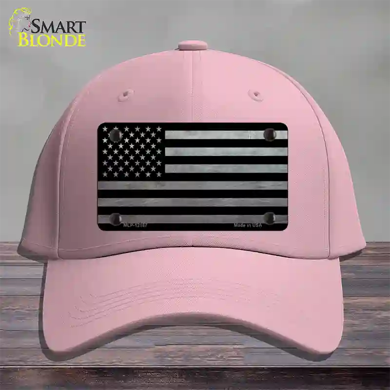 American Flag Black and Gray Novelty License Plate Hat Cotton / Pink