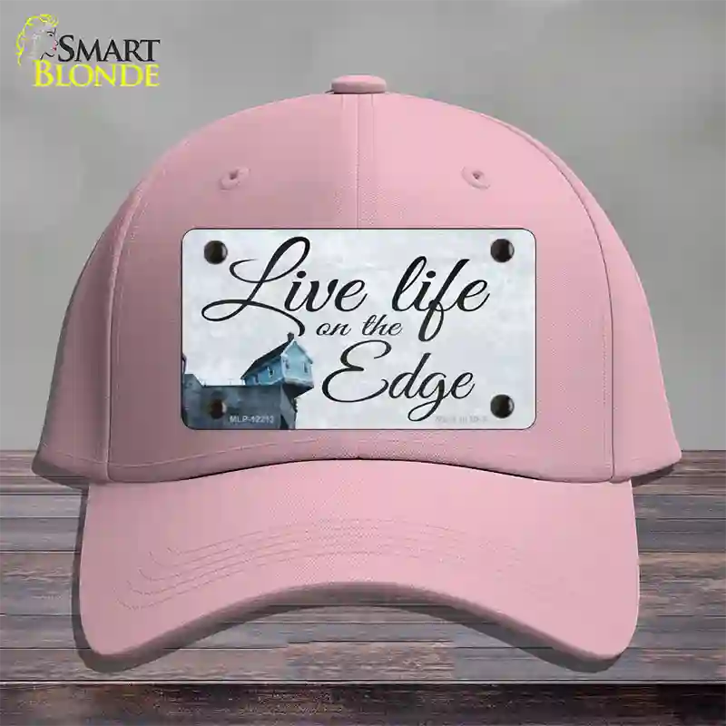 Live Life on the Edge Novelty License Plate Hat Cotton / Pink