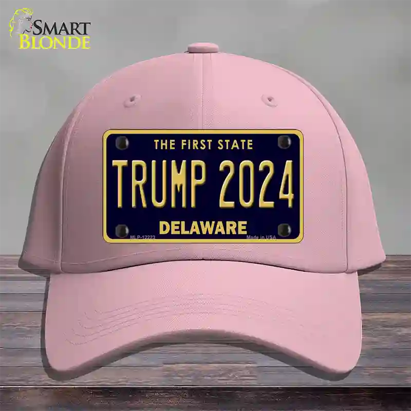 Trump 2024 Delaware Novelty License Plate Hat Cotton / Pink