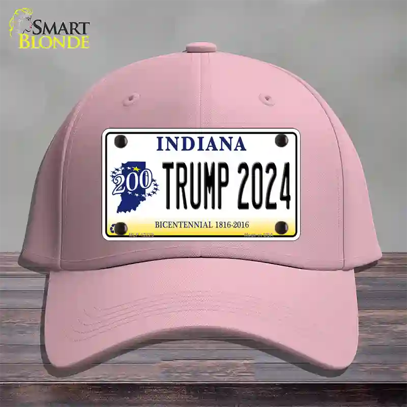 Trump 2024 Indiana Novelty License Plate Hat Cotton / Pink