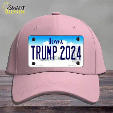 Trump 2024 Iowa Novelty License Plate Hat Cotton / Pink