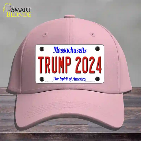 Trump 2024 Massachusetts Novelty License Plate Hat Cotton / Pink