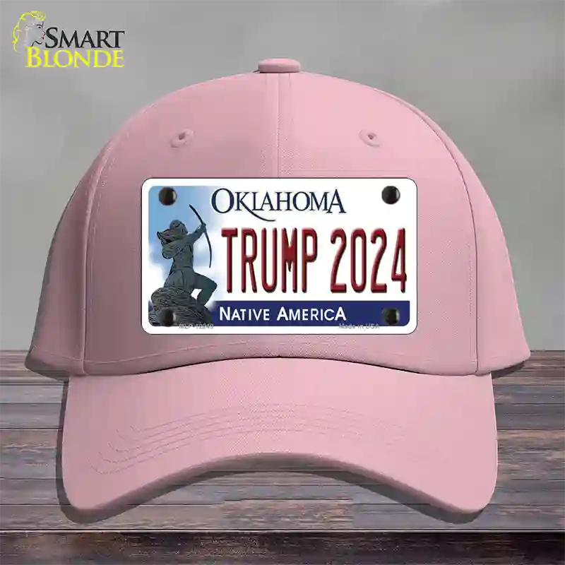 Trump 2024 Oklahoma Novelty License Plate Hat Cotton / Pink