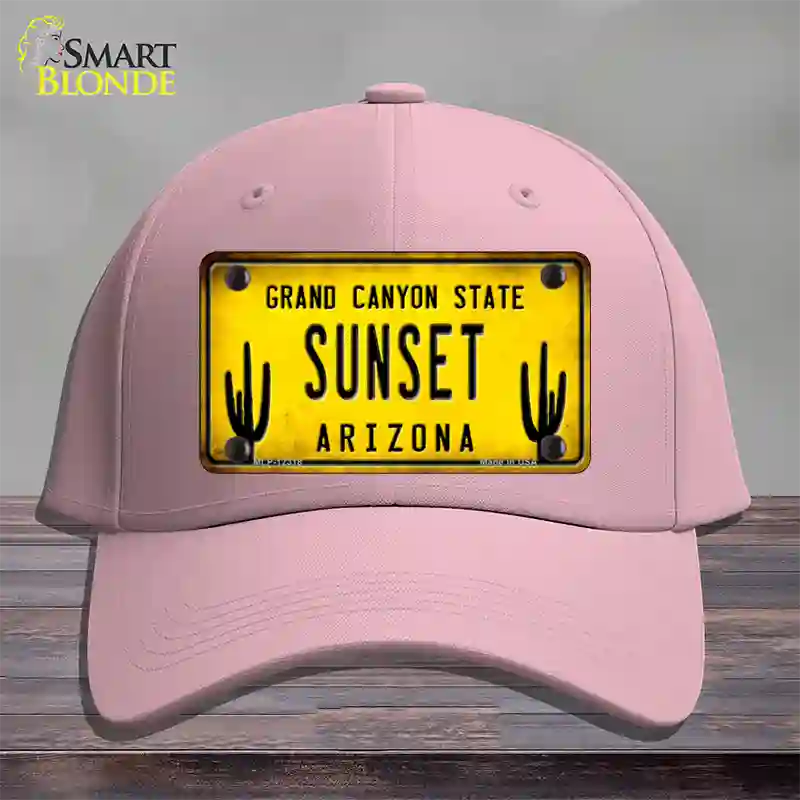 Arizona Sunset Novelty License Plate Hat Cotton / Pink