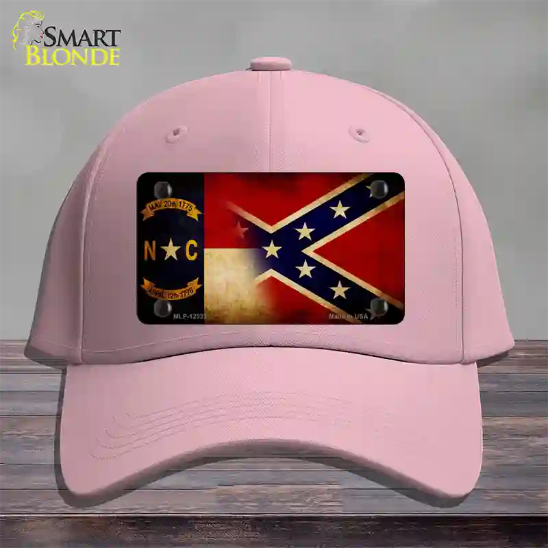 NC | Confederate Flag Novelty License Plate Hat Cotton / Pink