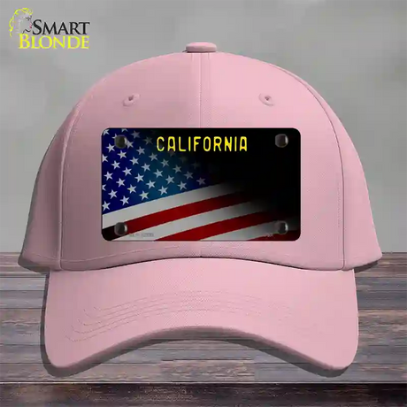 California with American Flag Novelty License Plate Hat Cotton / Pink