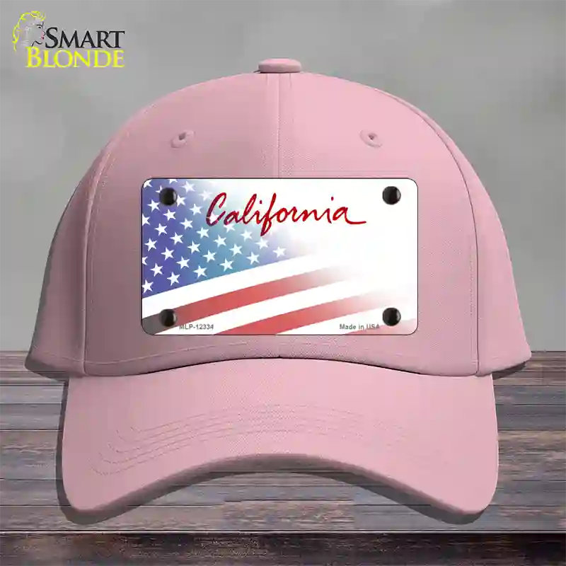 California Plate American Flag Novelty License Plate Hat Cotton / Pink