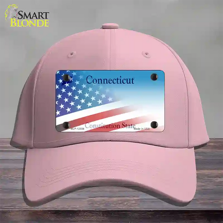 Connecticut with American Flag Novelty License Plate Hat Cotton / Pink