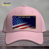 Delaware with American Flag Novelty License Plate Hat Cotton / Pink