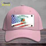 Florida with American Flag Novelty License Plate Hat Cotton / Pink