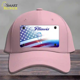 Illinois with American Flag Novelty License Plate Hat Cotton / Pink