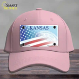 Kansas with American Flag Novelty License Plate Hat Cotton / Pink