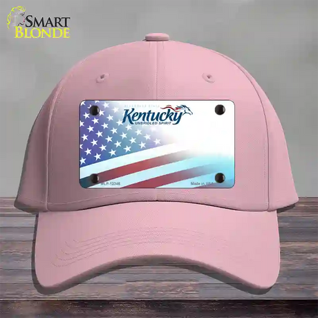 Kentucky with American Flag Novelty License Plate Hat Cotton / Pink