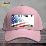 Maine with American Flag Novelty License Plate Hat Cotton / Pink