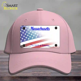 Massachusetts with American Flag Novelty License Plate Hat Cotton / Pink