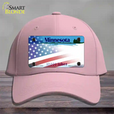 Minnesota with American Flag Novelty License Plate Hat Cotton / Pink