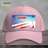 Nebraska with American Flag Novelty License Plate Hat Cotton / Pink