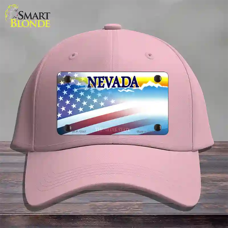 Nevada with American Flag Novelty License Plate Hat Cotton / Pink