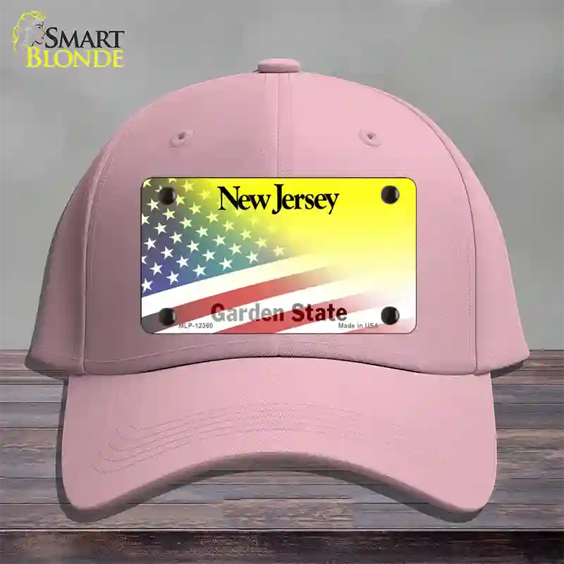 New Jersey with American Flag Novelty License Plate Hat Cotton / Pink