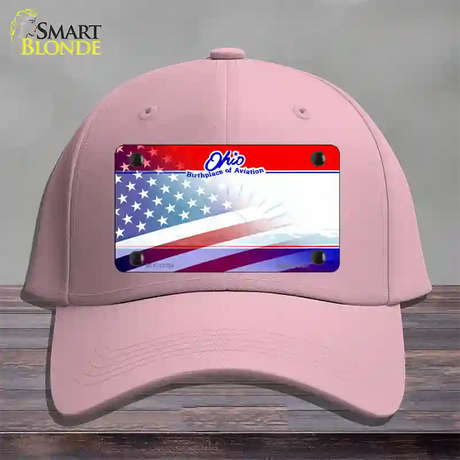 Ohio with American Flag Novelty License Plate Hat Cotton / Pink