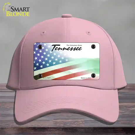 Tennessee with American Flag Novelty License Plate Hat Cotton / Pink