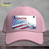 Washington with American Flag Novelty License Plate Hat Cotton / Pink