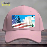 Wyoming with American Flag Novelty License Plate Hat Cotton / Pink