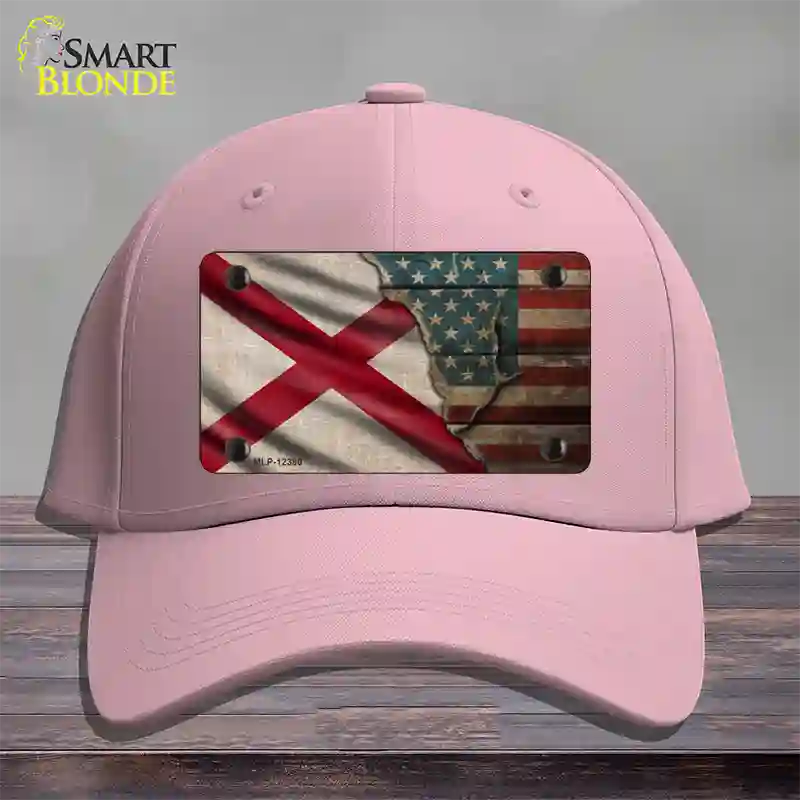 Alabama/American Flag Novelty License Plate Hat Cotton / Pink