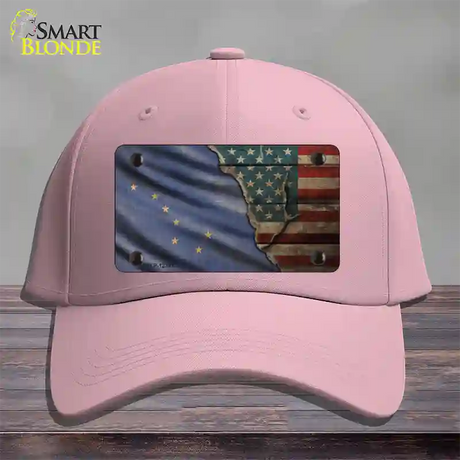 Alaska/American Flag Novelty License Plate Hat Cotton / Pink