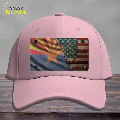 Arizona/American Flag Novelty License Plate Hat Cotton / Pink