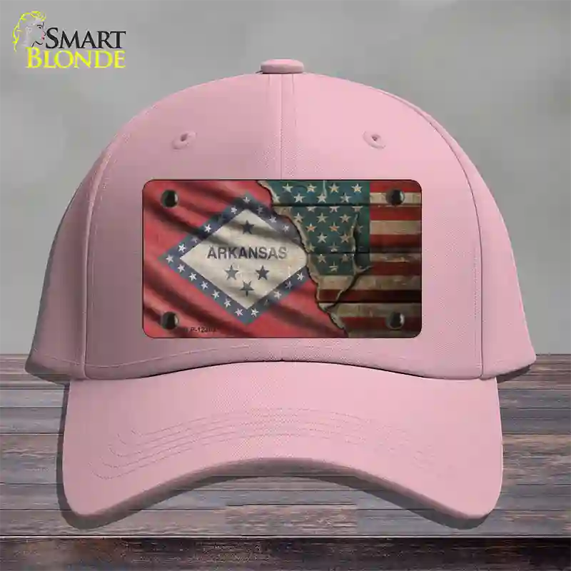 Arkansas/American Flag Novelty License Plate Hat Cotton / Pink