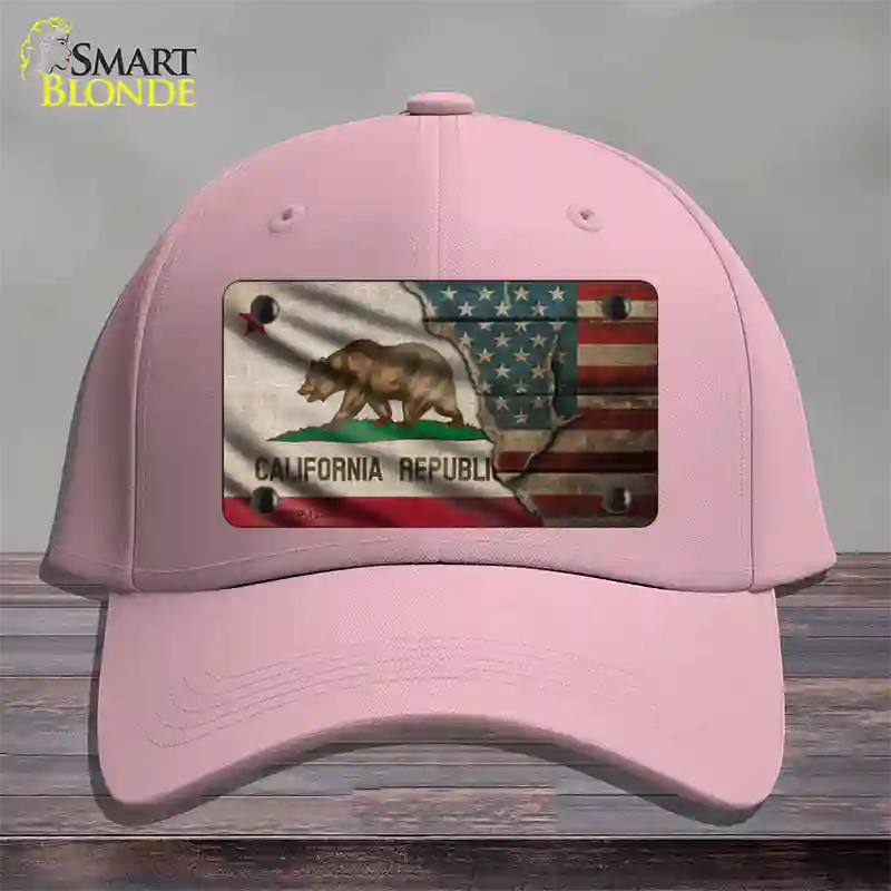 California/American Flag Novelty License Plate Hat Cotton / Pink