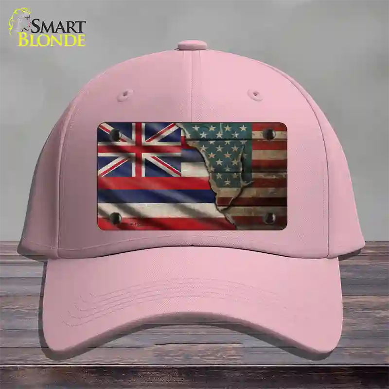 Hawaii/American Flag Novelty License Plate Hat Cotton / Pink