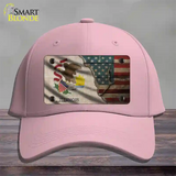 Illinois/American Flag Novelty License Plate Hat Cotton / Pink