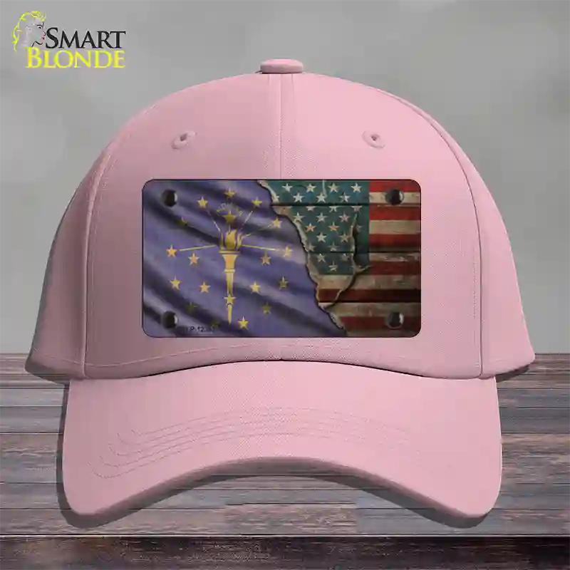 Indiana/American Flag Novelty License Plate Hat Cotton / Pink