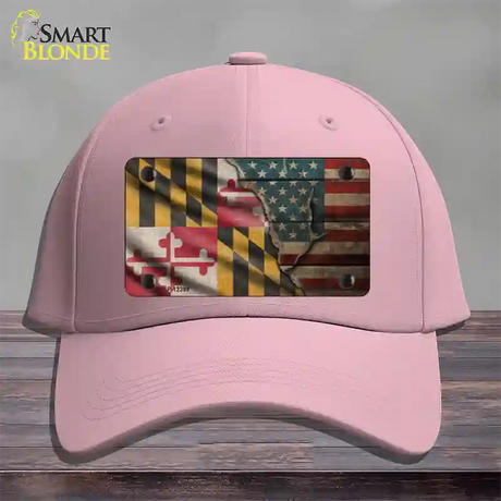 Maryland/American Flag Novelty License Plate Hat Cotton / Pink