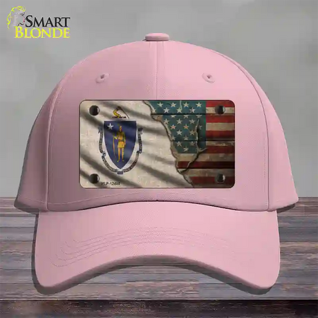 Massachusetts/American Flag Novelty License Plate Hat Cotton / Pink