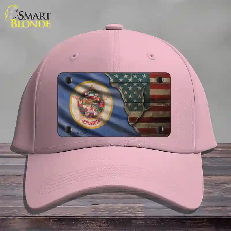 Minnesota/American Flag Novelty License Plate Hat Cotton / Pink