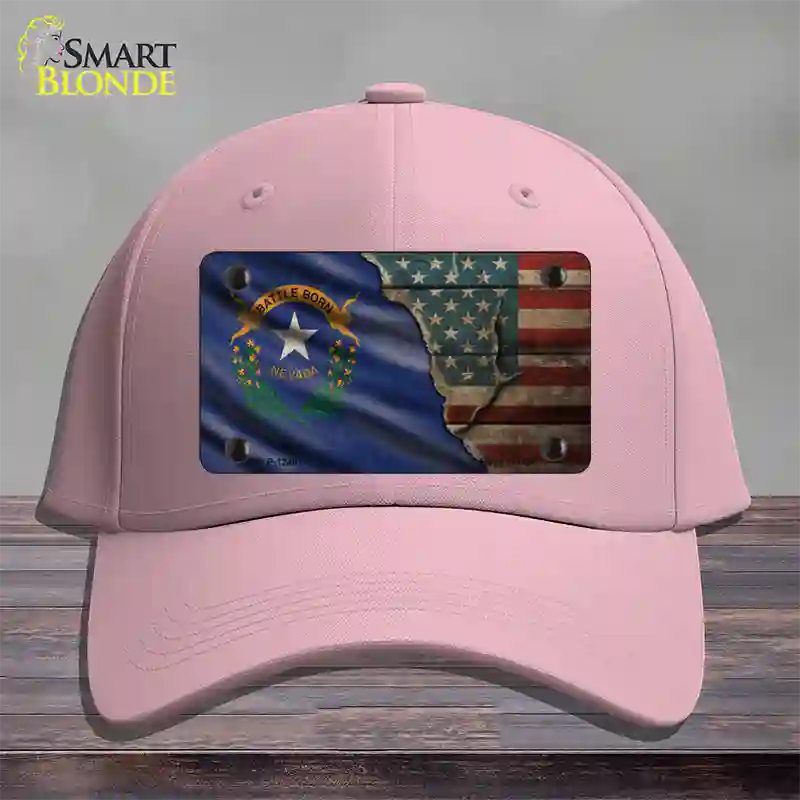 Nevada/American Flag Novelty License Plate Hat Cotton / Pink