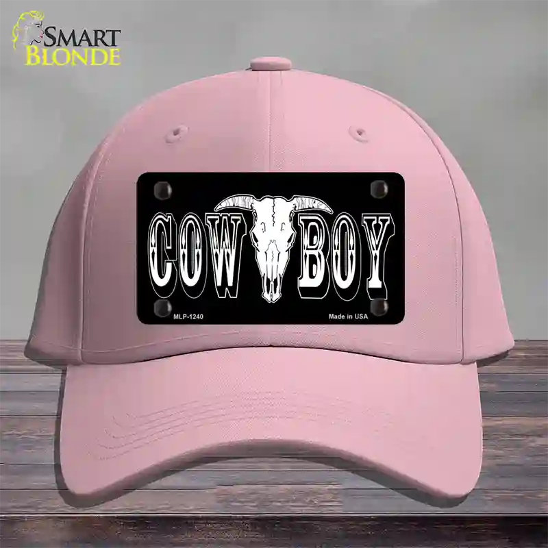 Cowboy Longhorn Skull Novelty License Plate Hat Cotton / Pink