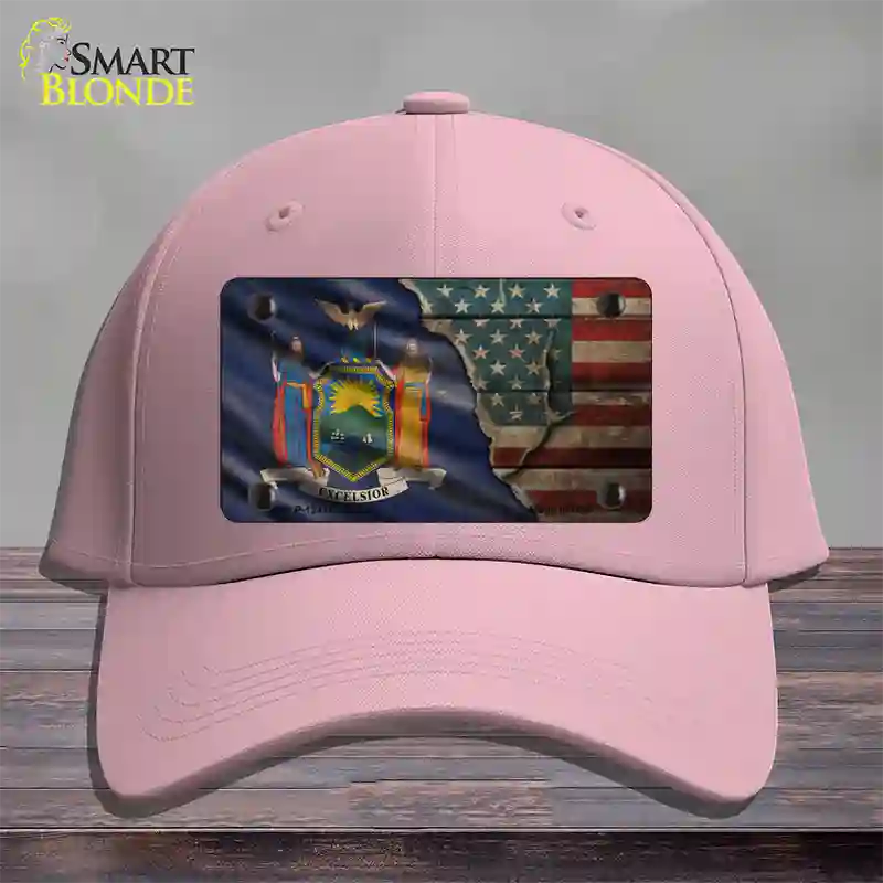 New York/American Flag Novelty License Plate Hat Cotton / Pink