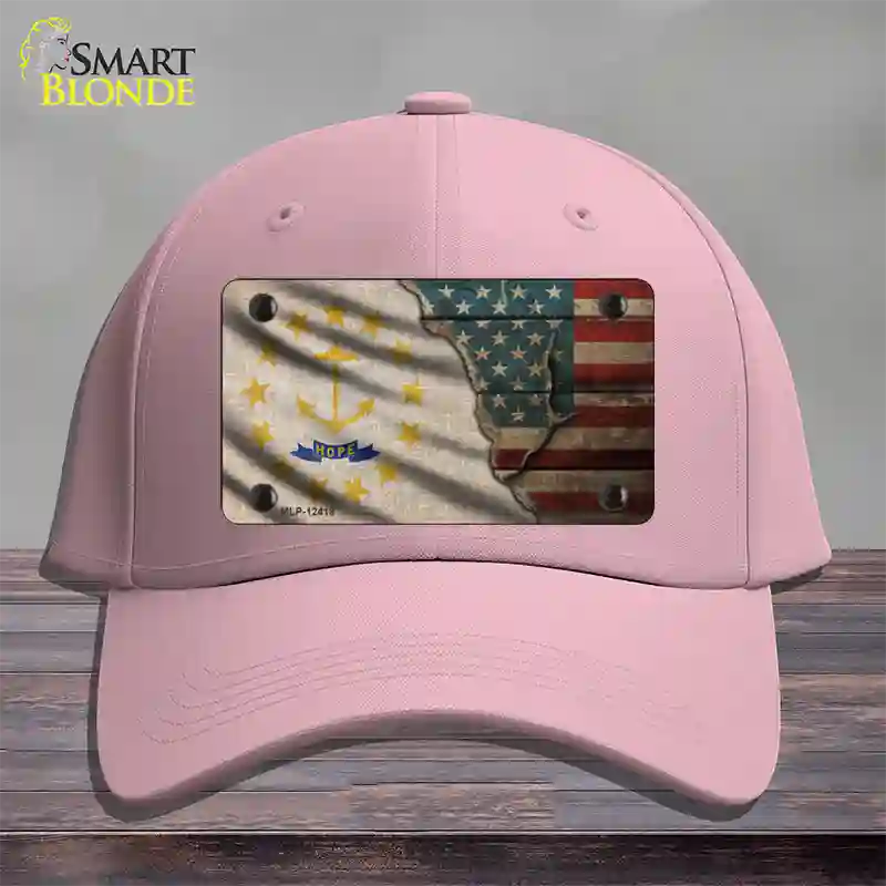 Rhode Island/American Flag Novelty License Plate Hat Cotton / Pink