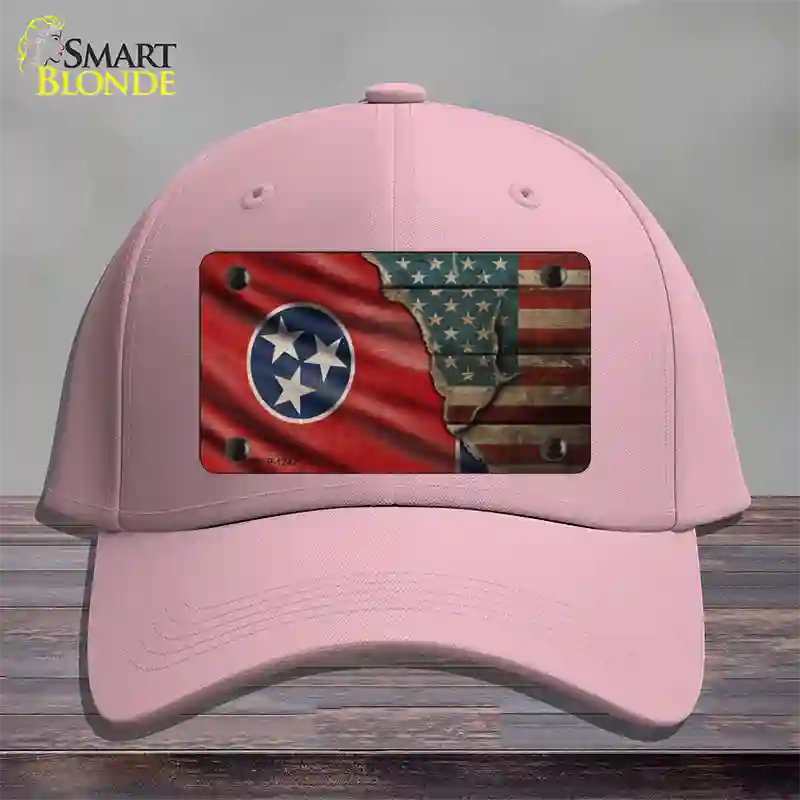 Tennessee/American Flag Novelty License Plate Hat Cotton / Pink