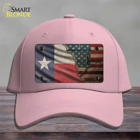 Texas/American Flag Novelty License Plate Hat Cotton / Pink