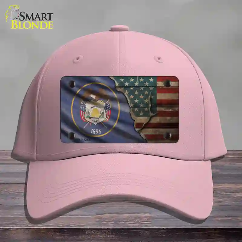 Utah/American Flag Novelty License Plate Hat Cotton / Pink