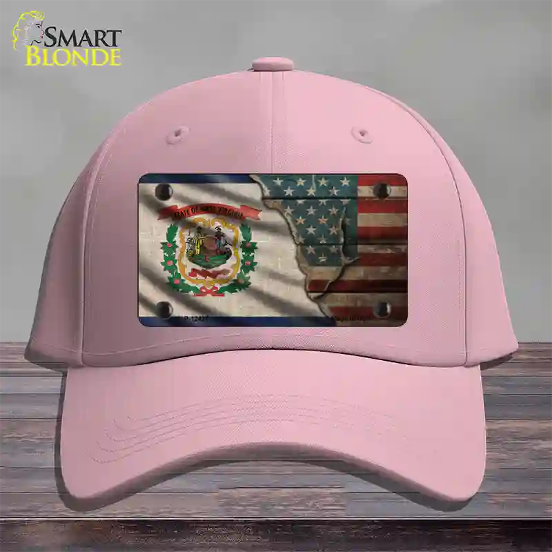 West Virginia/American Flag Novelty License Plate Hat Cotton / Pink