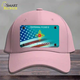 New Mexico Teal with American Flag Novelty License Plate Hat Cotton / Pink