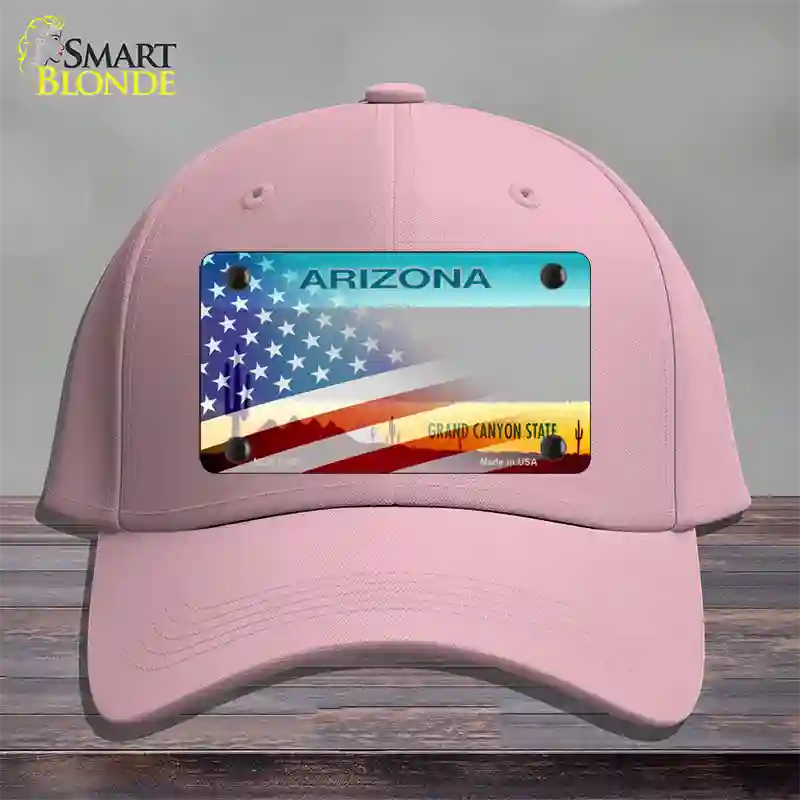 Arizona License Plate American Flag Novelty License Plate Hat Pink Cotton