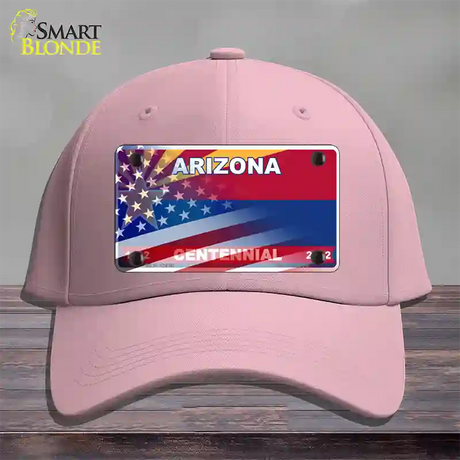 Arizona Centennial American Flag Novelty License Plate Hat Pink Cotton